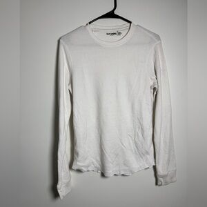 Foot Locker White Waffle Knit Long Sleeve Shirt Size S Thermal Top
